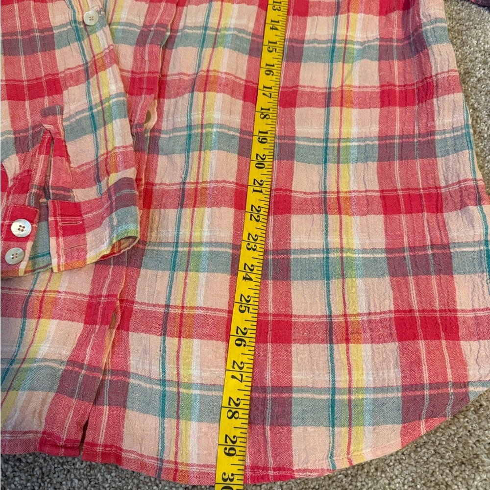 SOFT SURROUNDINGS Comfy Red and Green Button Down Shirt Womens Sz LARGE - Picture 13 of 14